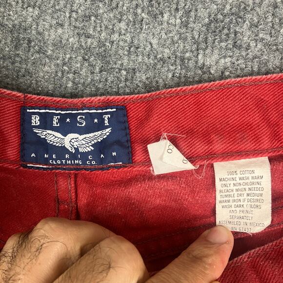 Vintage High Waist Jeans Womens Size 9/10 Red Tapered Mom Fit 90s Denim - Picture 6 of 10